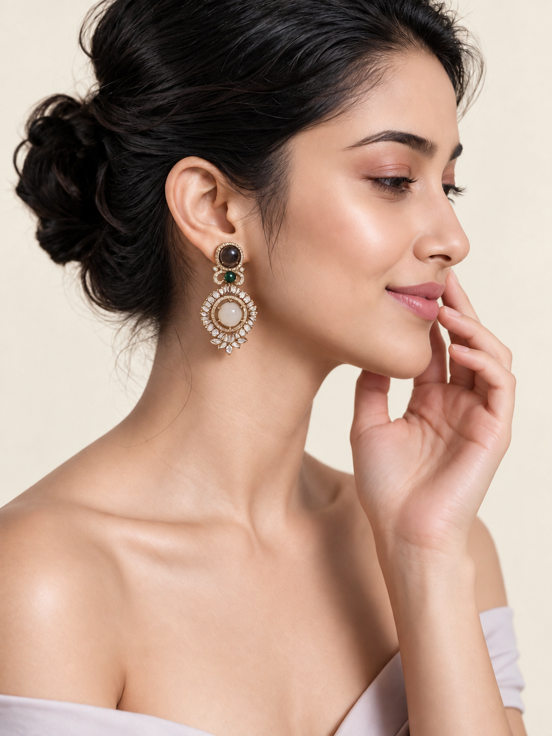 Multicolor Cabochon Zircon Drop Earrings