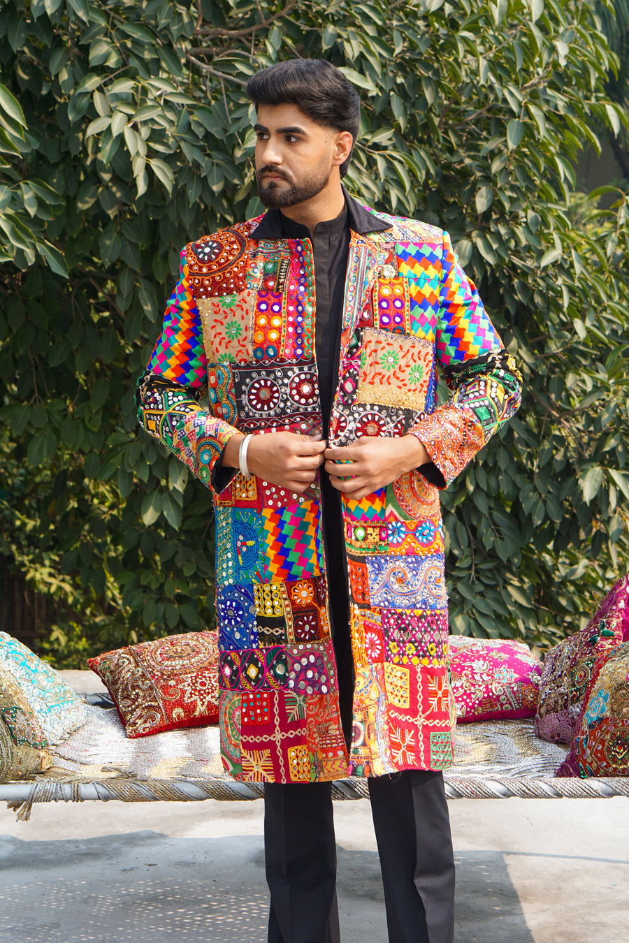 Garvi Gujarat Royale Coat - Designer Embroidered Longline Jacket