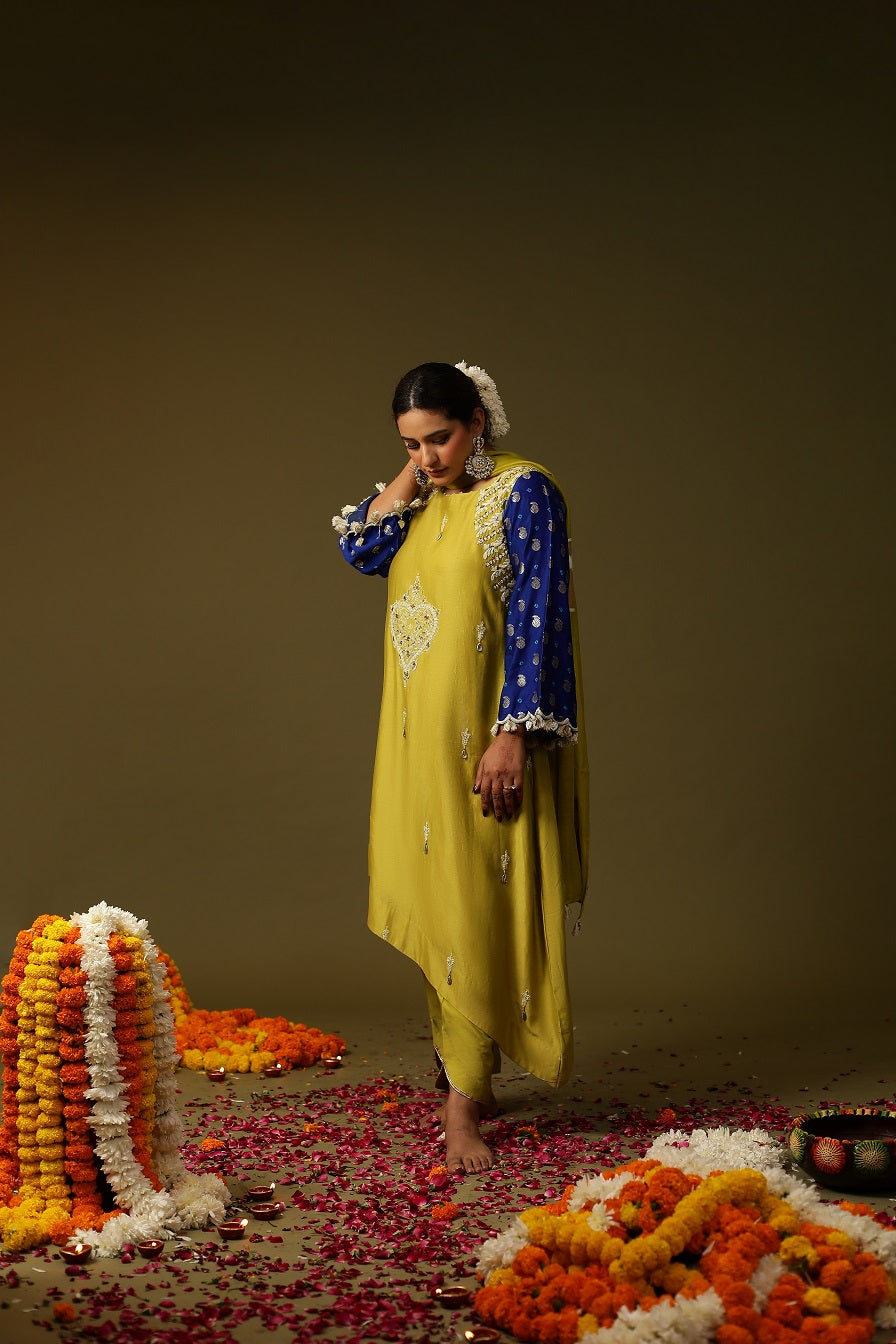 Yellow Handpainted kurta set