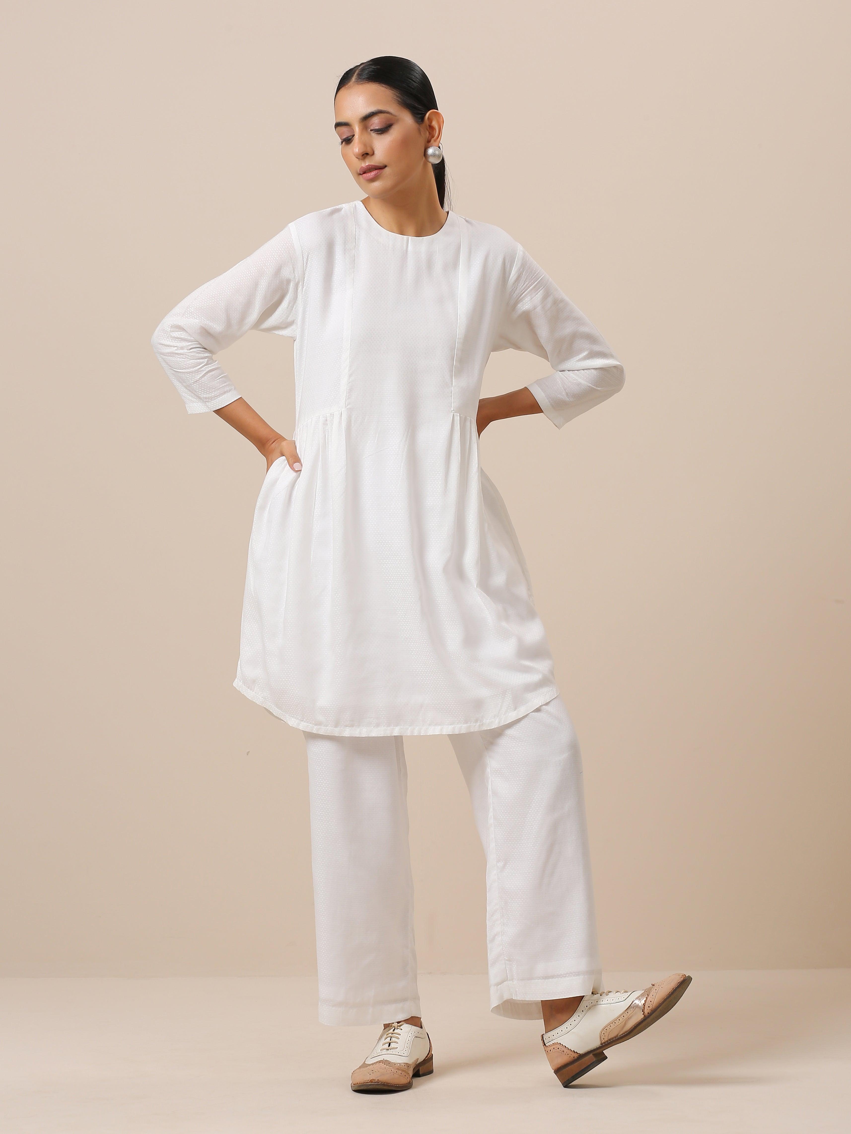 Cotton White Gathers Co-Ord Set - trueBrowns