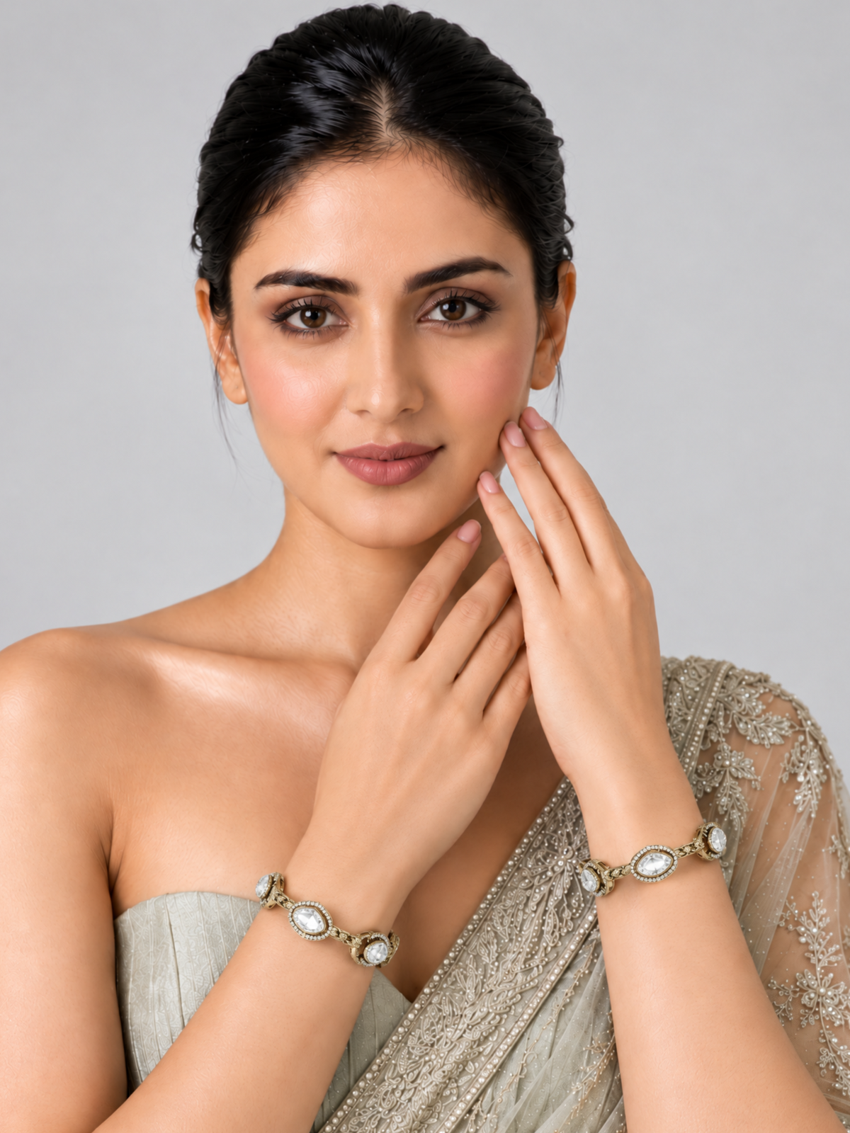 Oval Moissanite Polki Statement Bangles