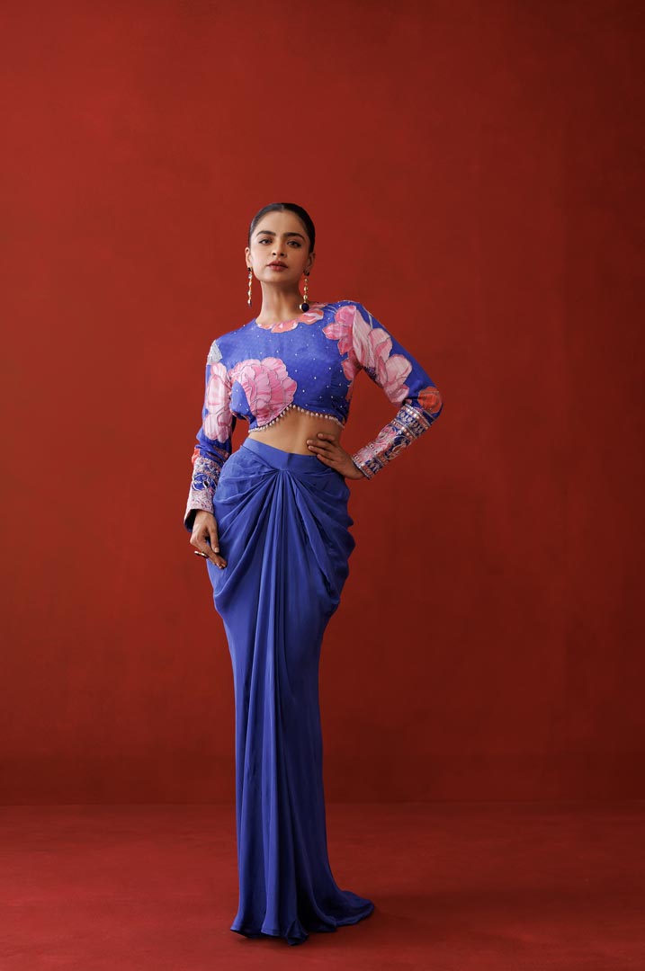 Sapphire drape skirt set