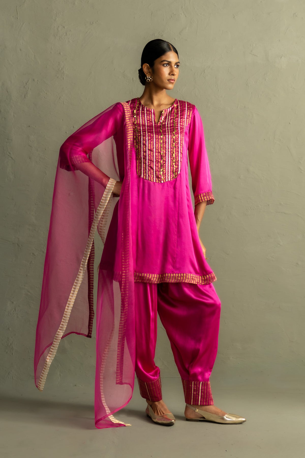 Ojas Flared Short Kurta With Salwar
