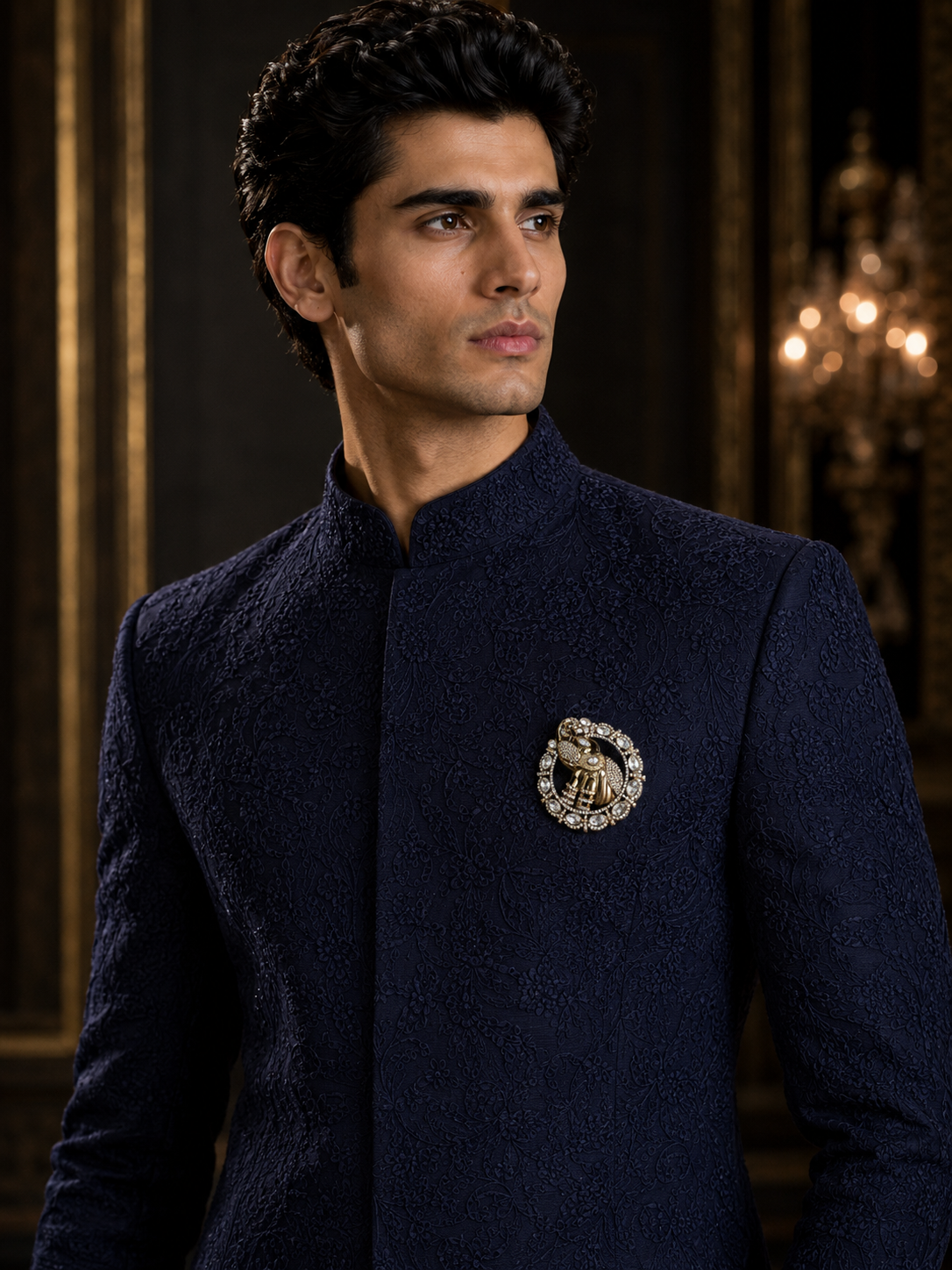 Gold Plated Zircon Elephant Motif Brooch