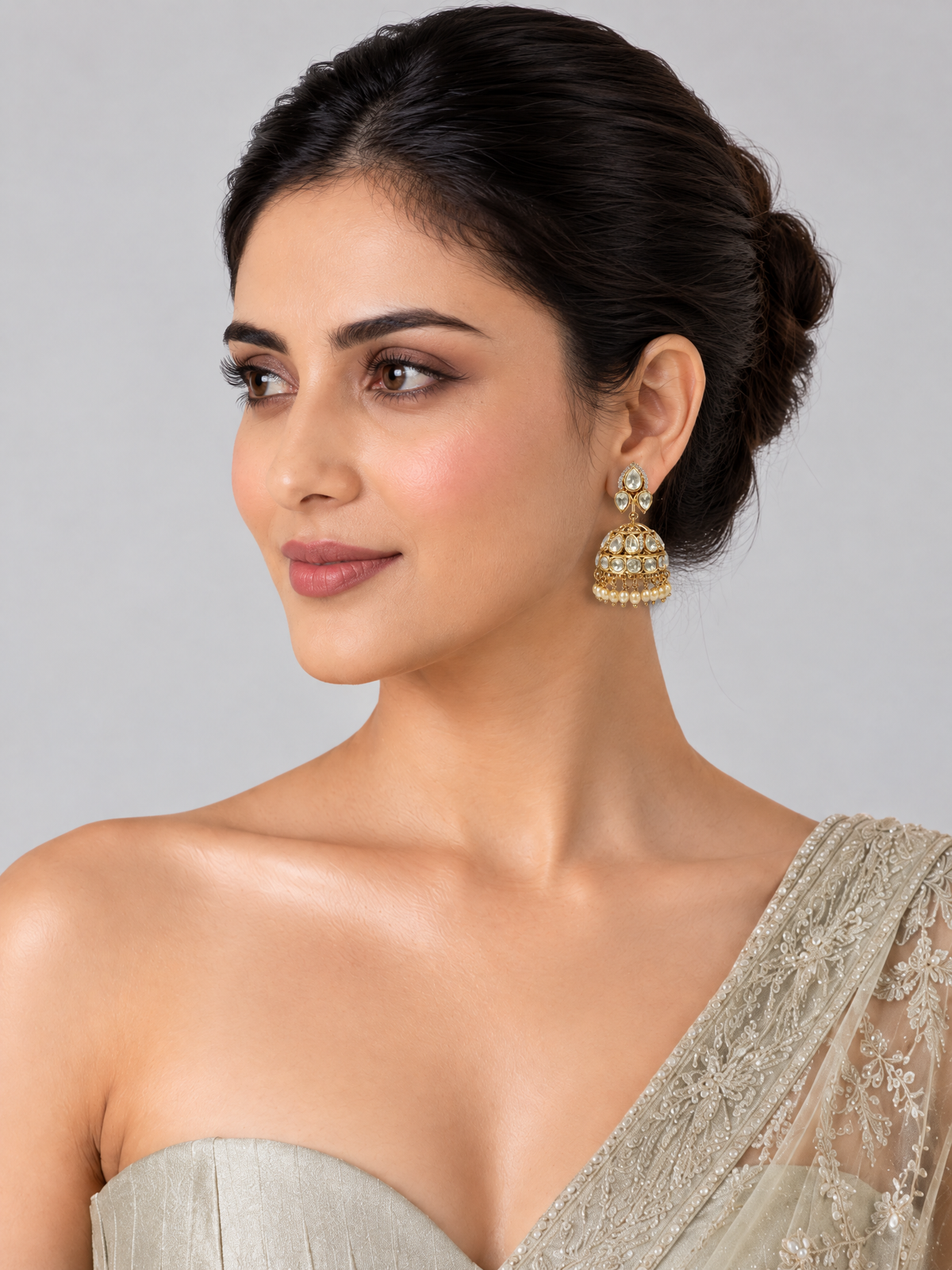 Moissanite Polki Jhumka Earrings