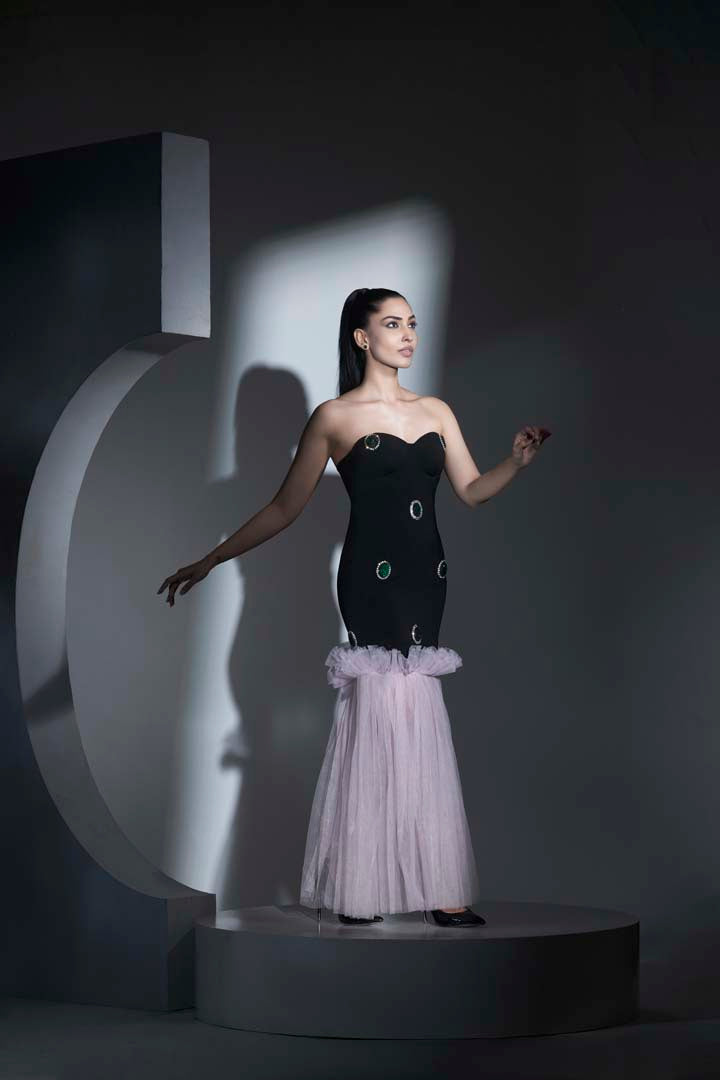 Black & Pink Tube Gown
