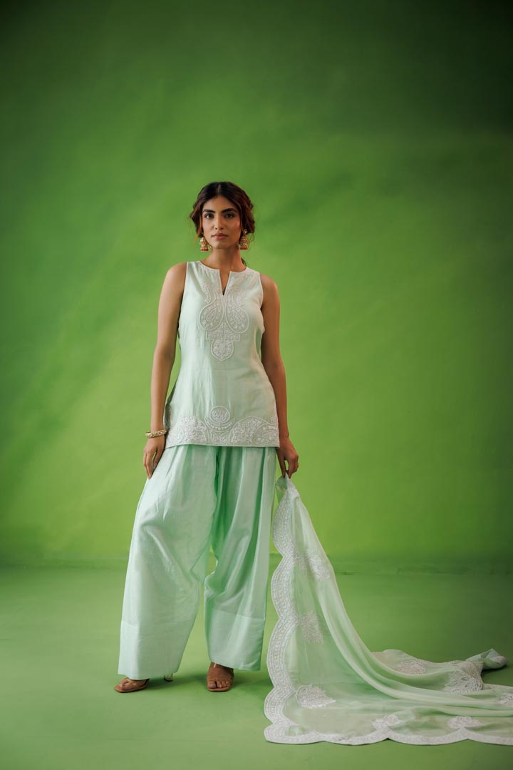 Mint green farshi salwar set