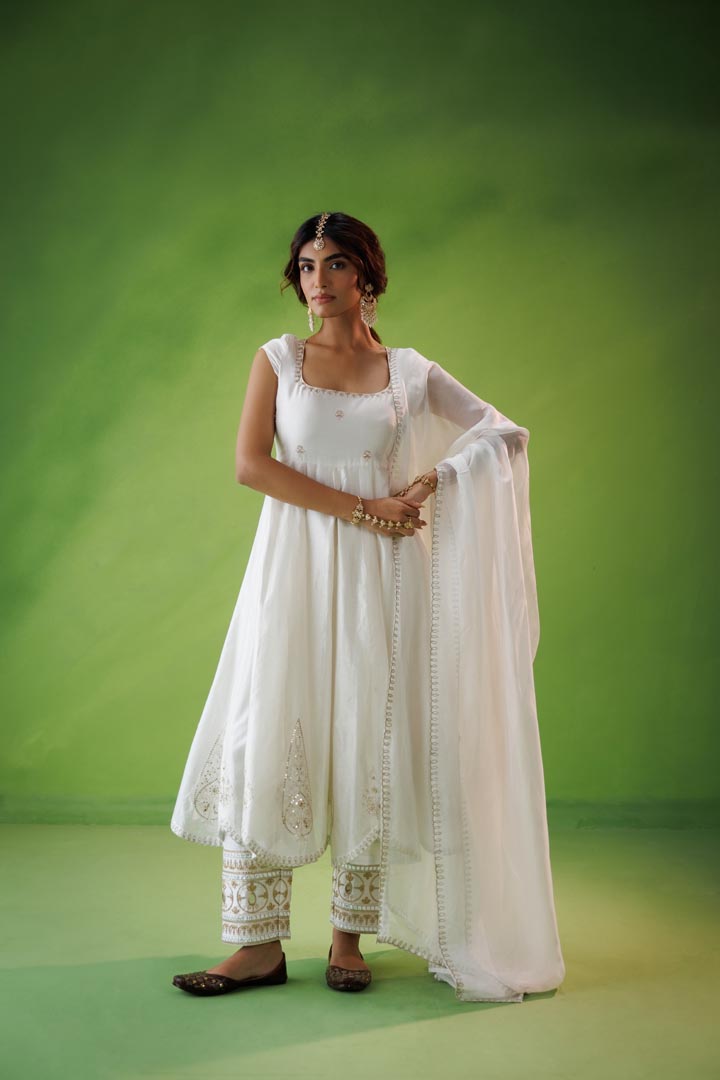 Ivory anarkali set