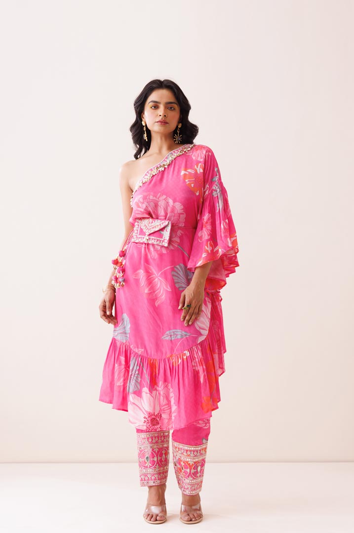 Pink one - shoulder co- ord set