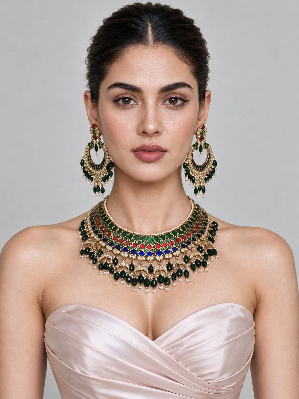 Multicolor Kundan Necklace Set