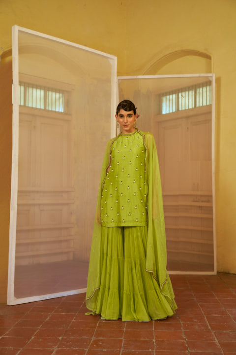 Luminous Lime Sharara Set