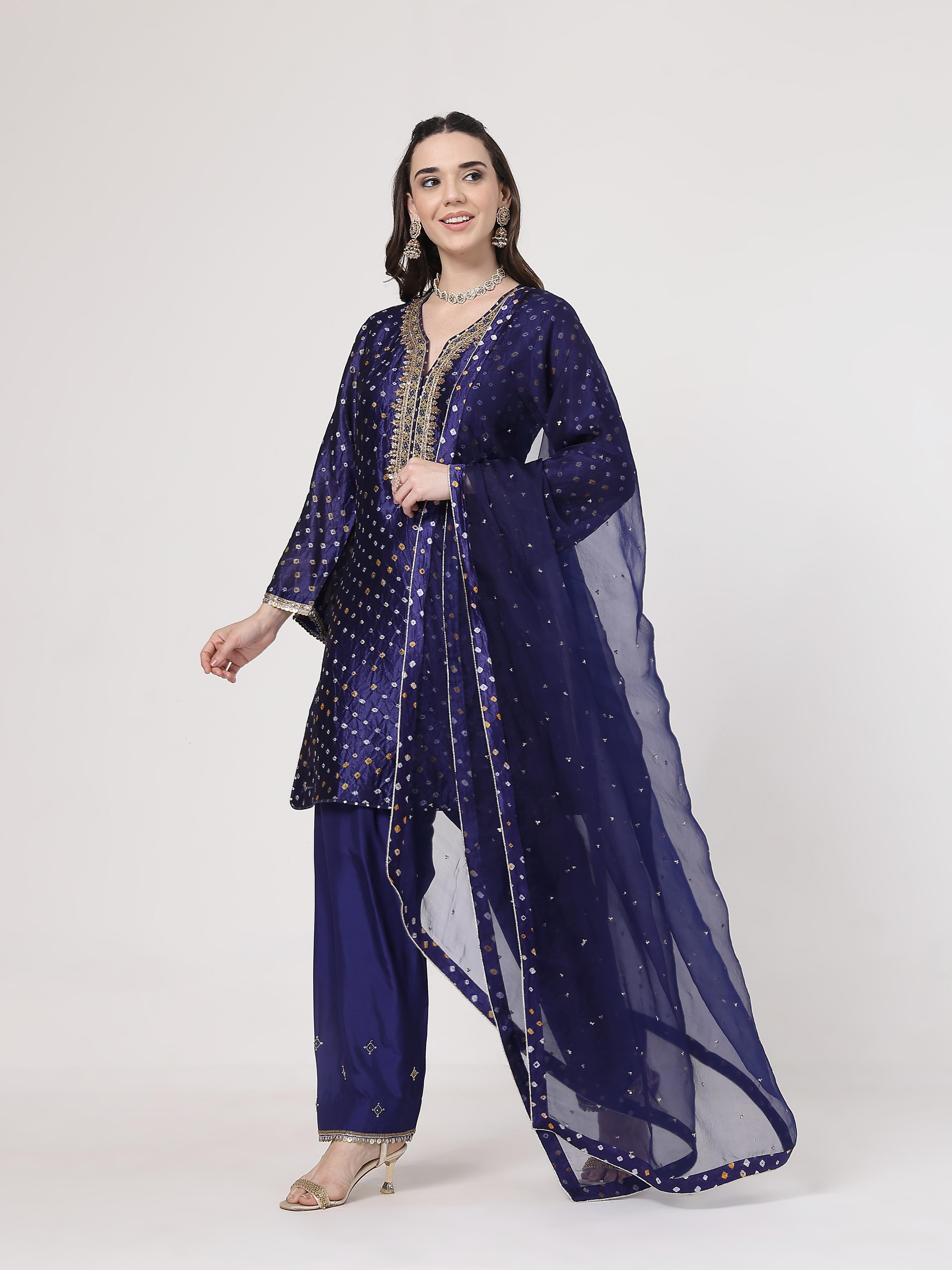 Midnight Blue Bandhani Salwar Set