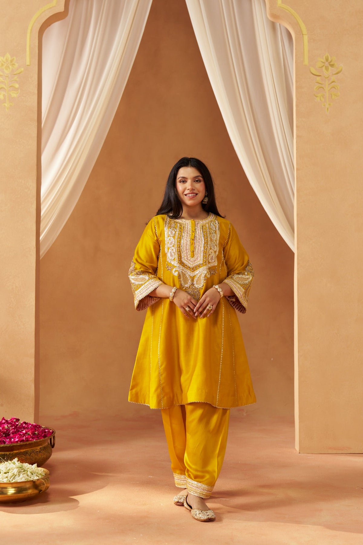 Zimal mustard chauga with salwar and dupatta