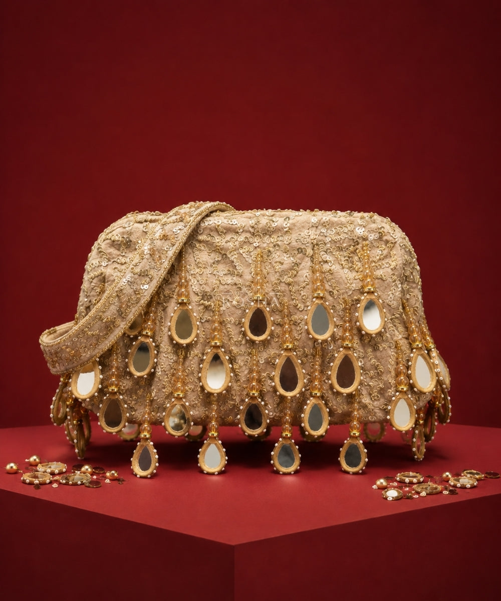 Sheesh Mahal Gold Embellished Clutch