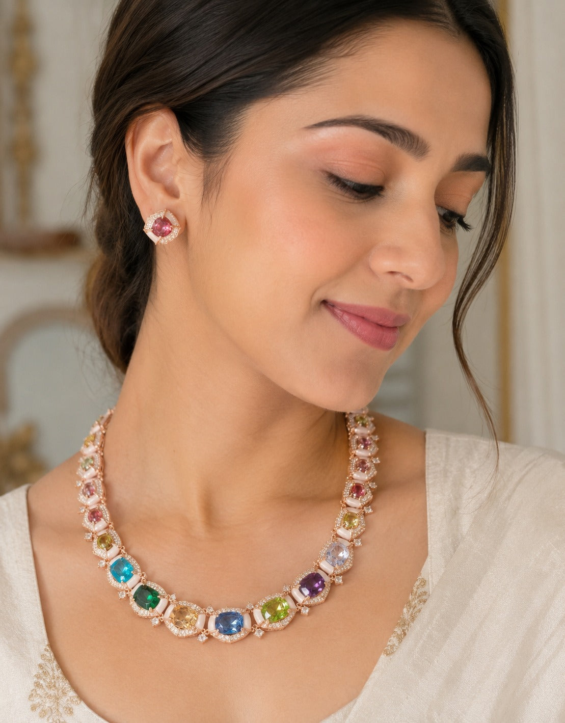 Multi-Gemstone Tennis Necklace Set
