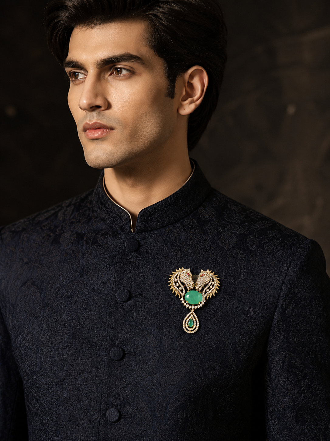Gold Plated Zircon Horse Motif Brooch