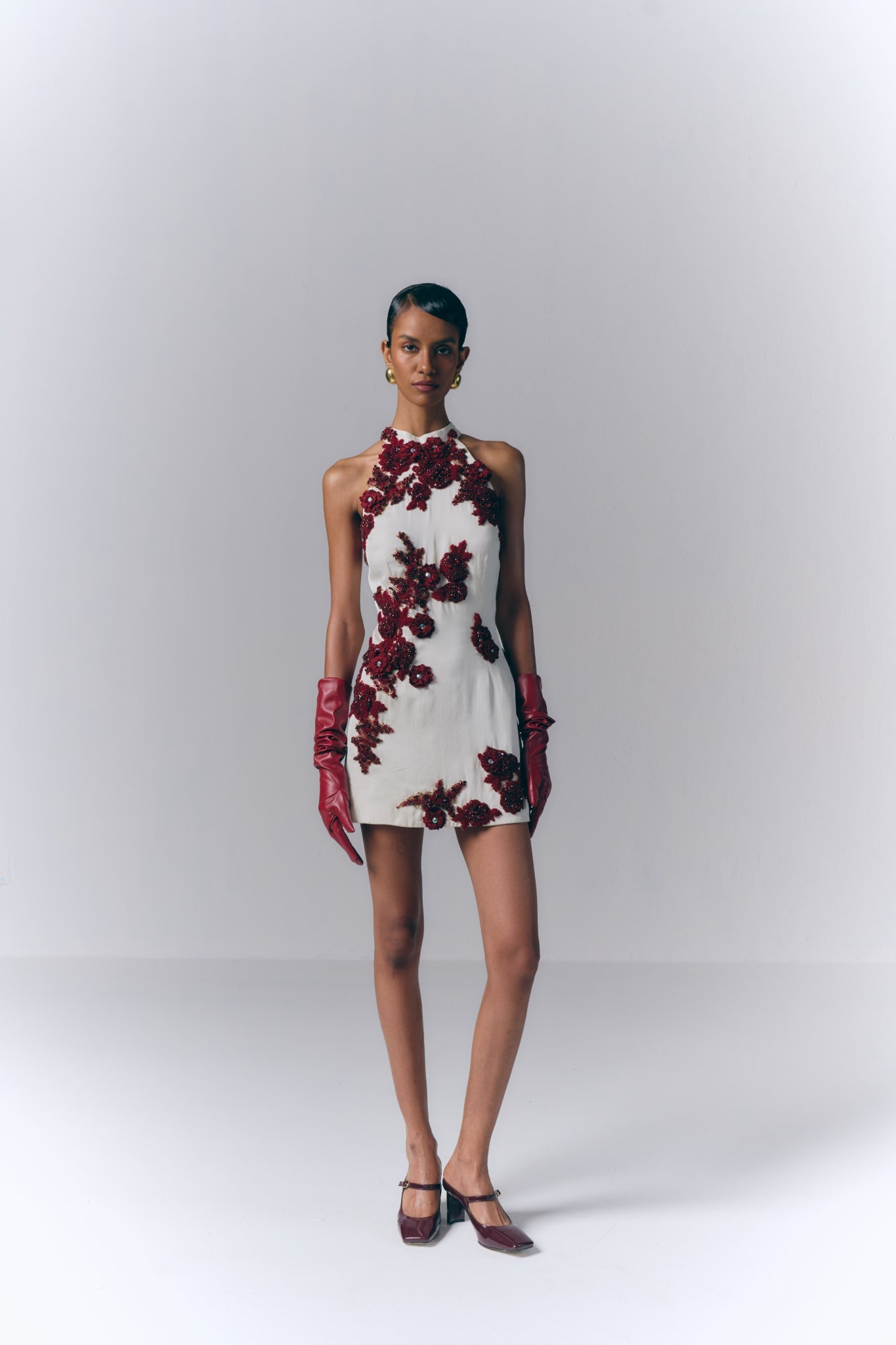 Crimson Bloom Mini Dress