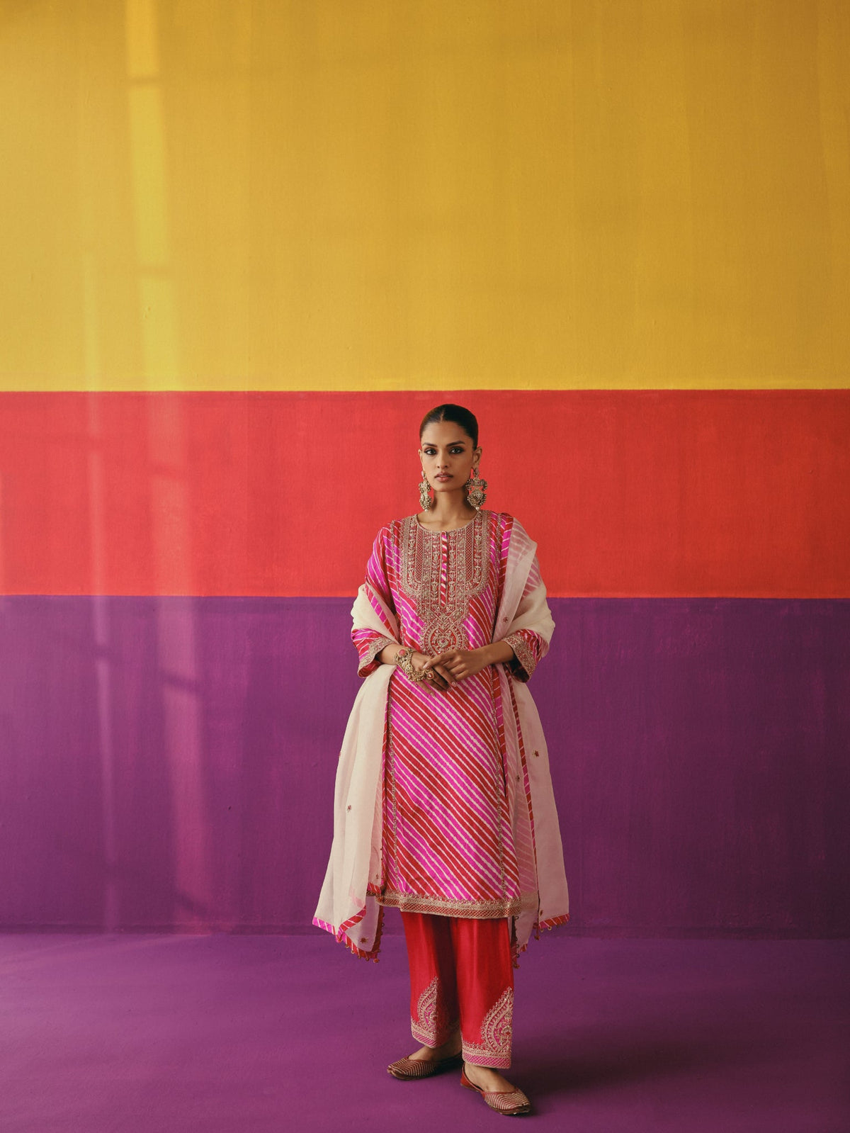 Gulnaar Leheriya Kurta Set