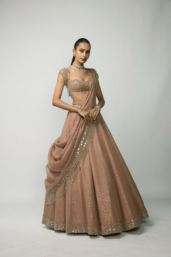Bronze Ros� Sequins Embroidered Lehenga Set