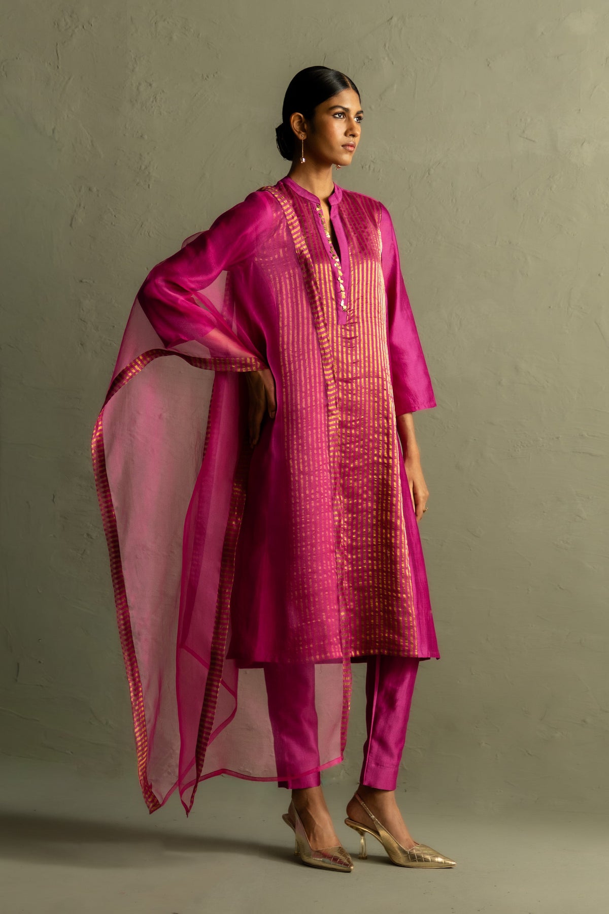 Ojas Pink Tissue Kurta Set