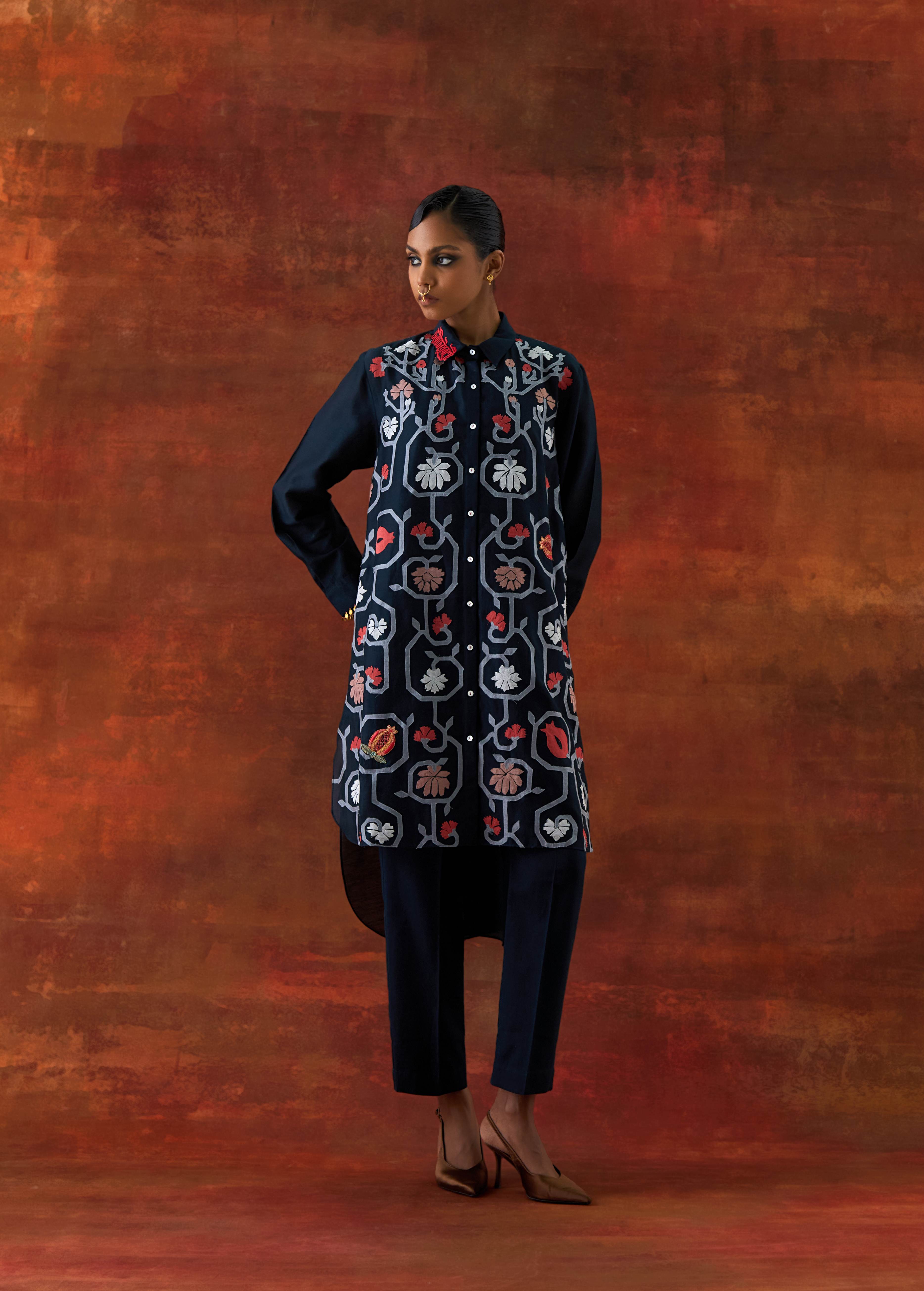 EMB SHIRT WITH INNER AND PANTS - image 1