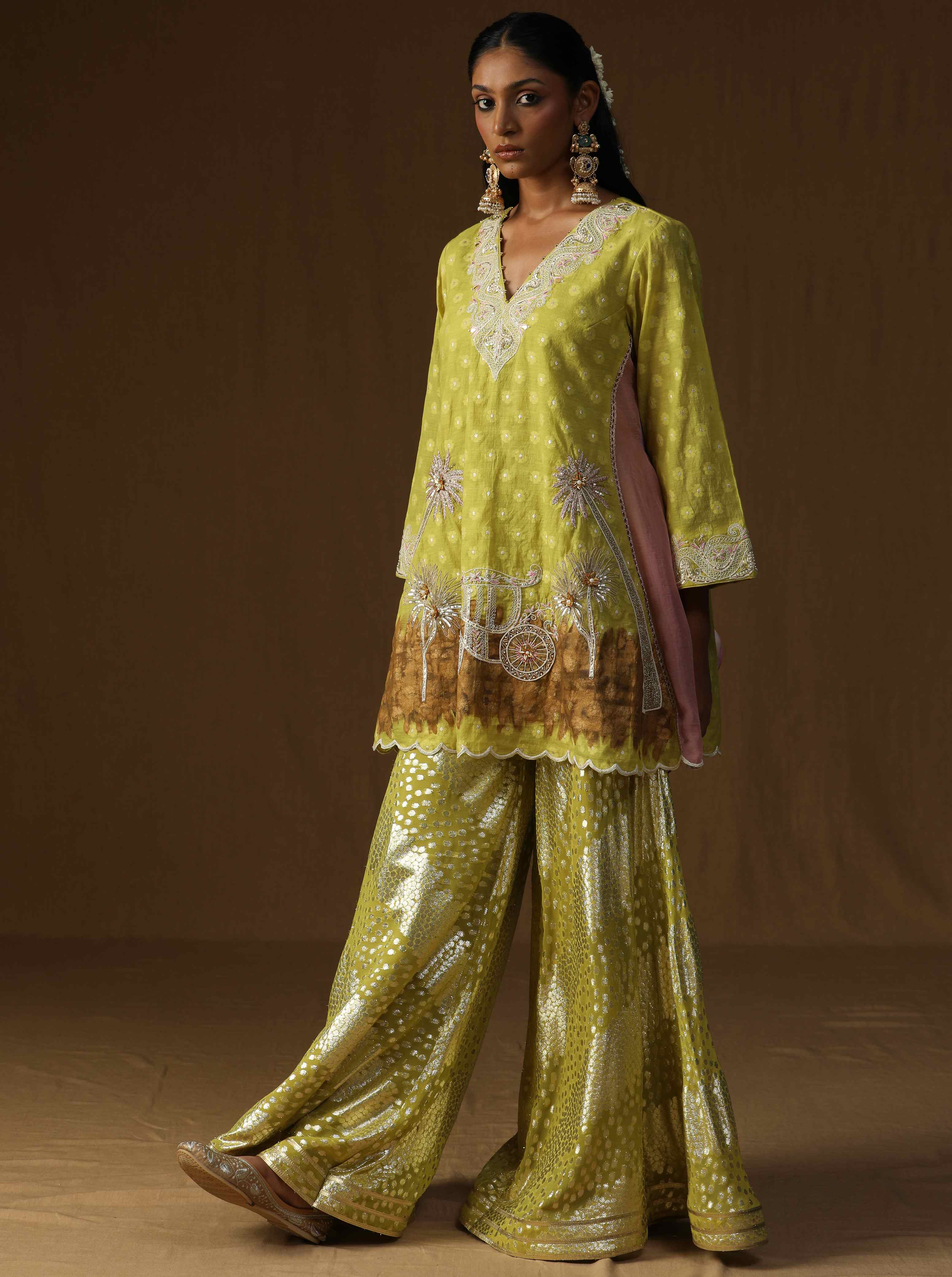 Noor Gul lime  Sharara Set