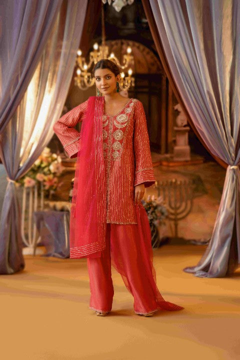 Magenta Kasab silk Gotta Suit  - image 1
