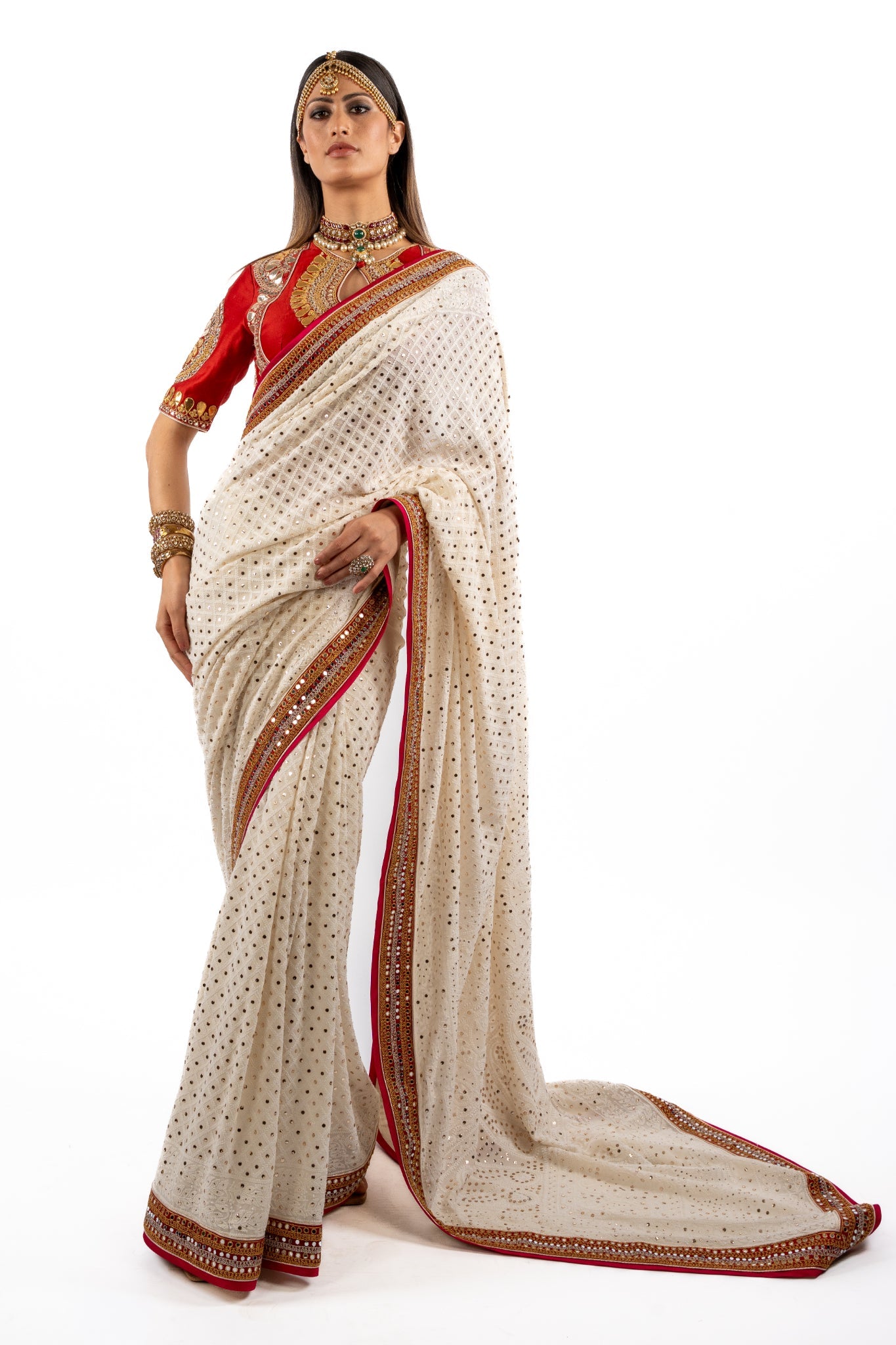 Heirloom Ivory Embroidered Saree