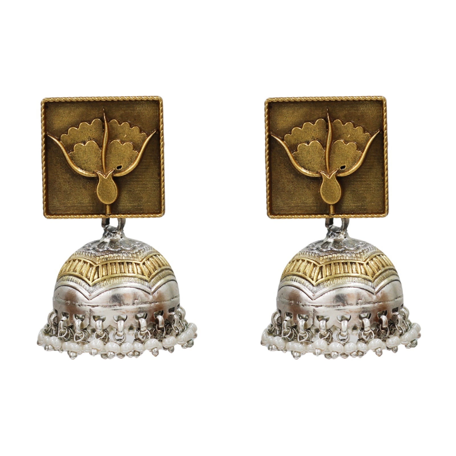Sangeeta Boochra Artisan Crafted Pearl Drop Jhumka Earrings