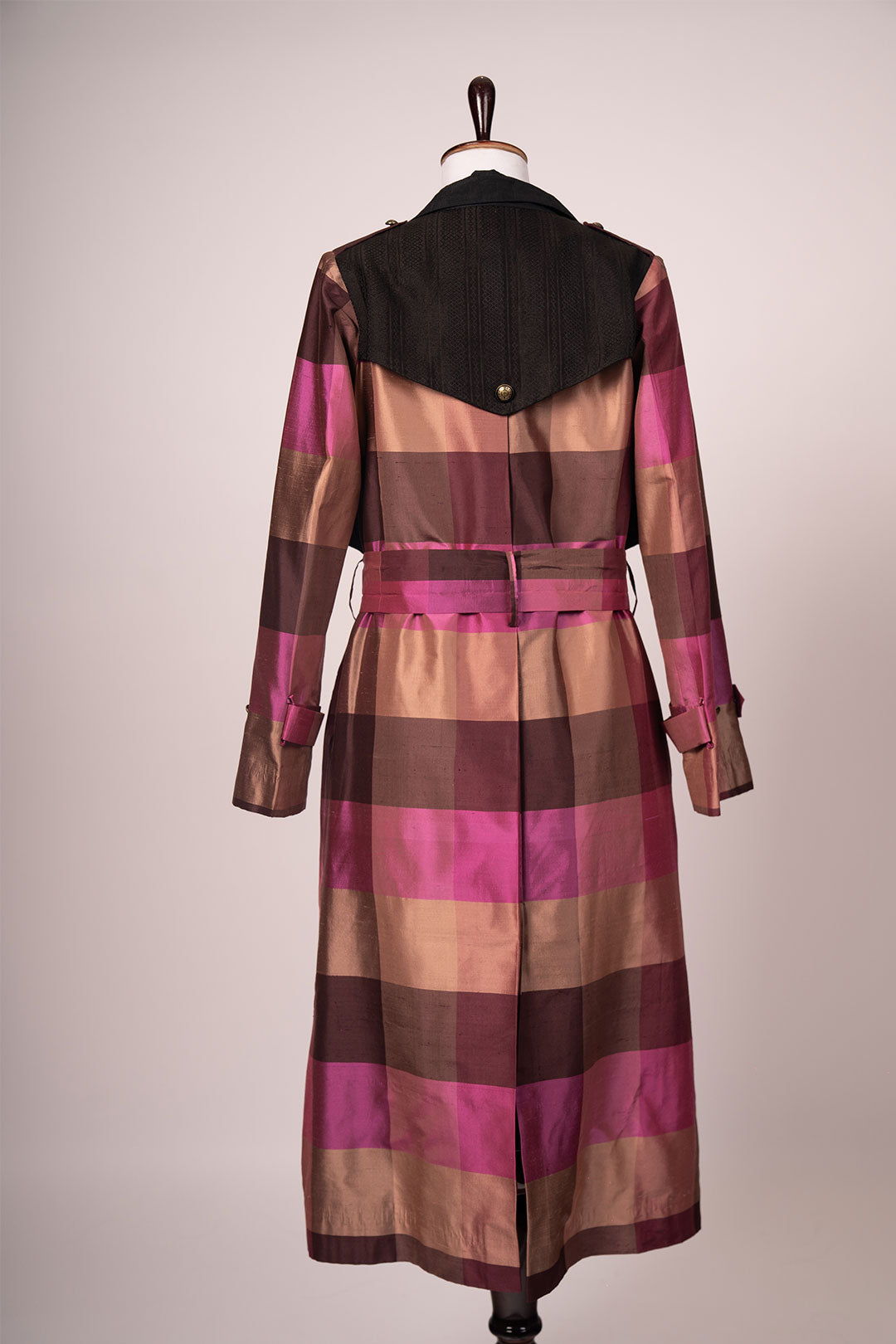 Luxury Raw Silk Checked Jacket – Victorian Inspired Couture