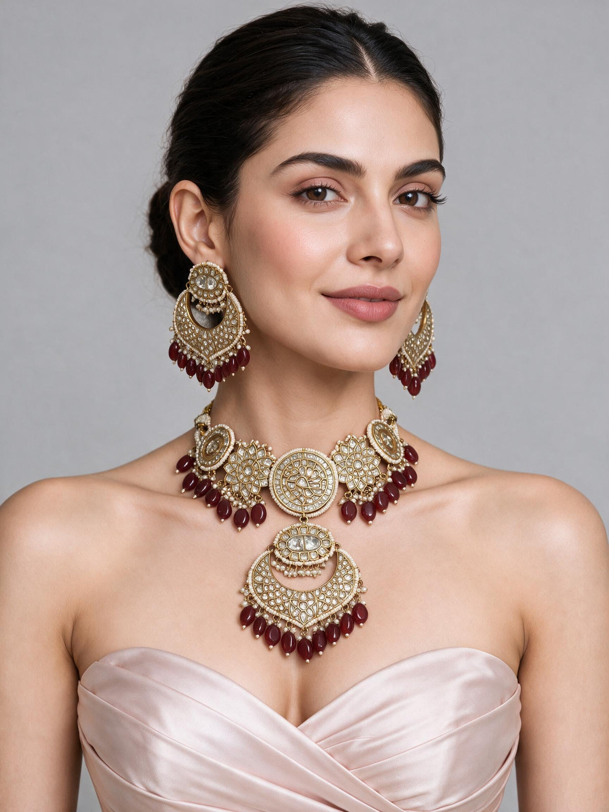 Kundan Choker Necklace Set with Chandbali Earrings