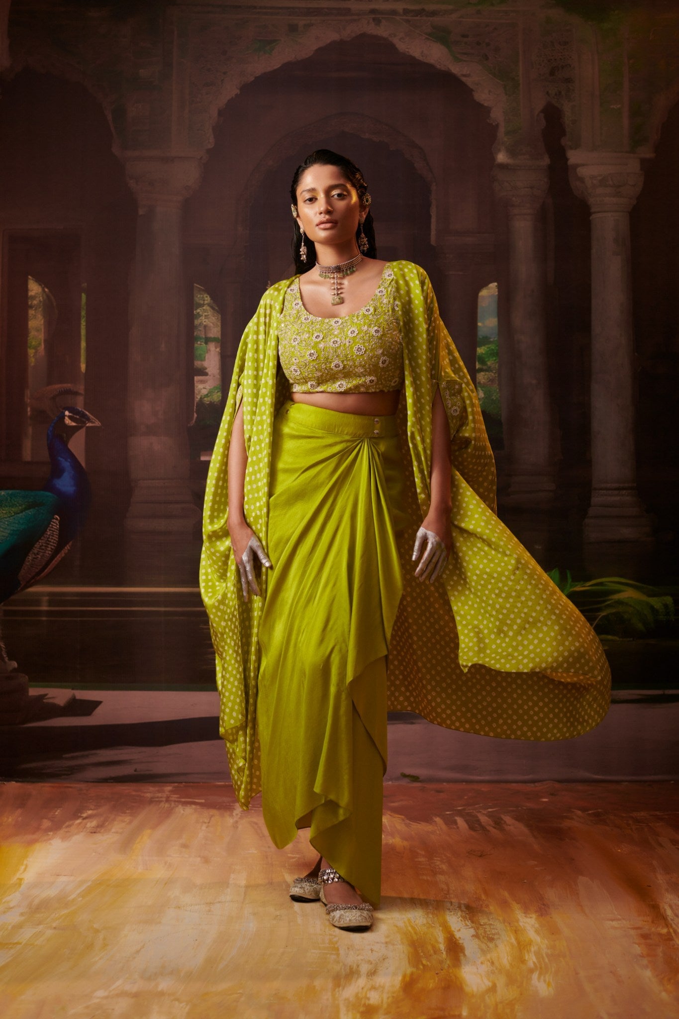 Rimjhim 3pc bandhni cape set