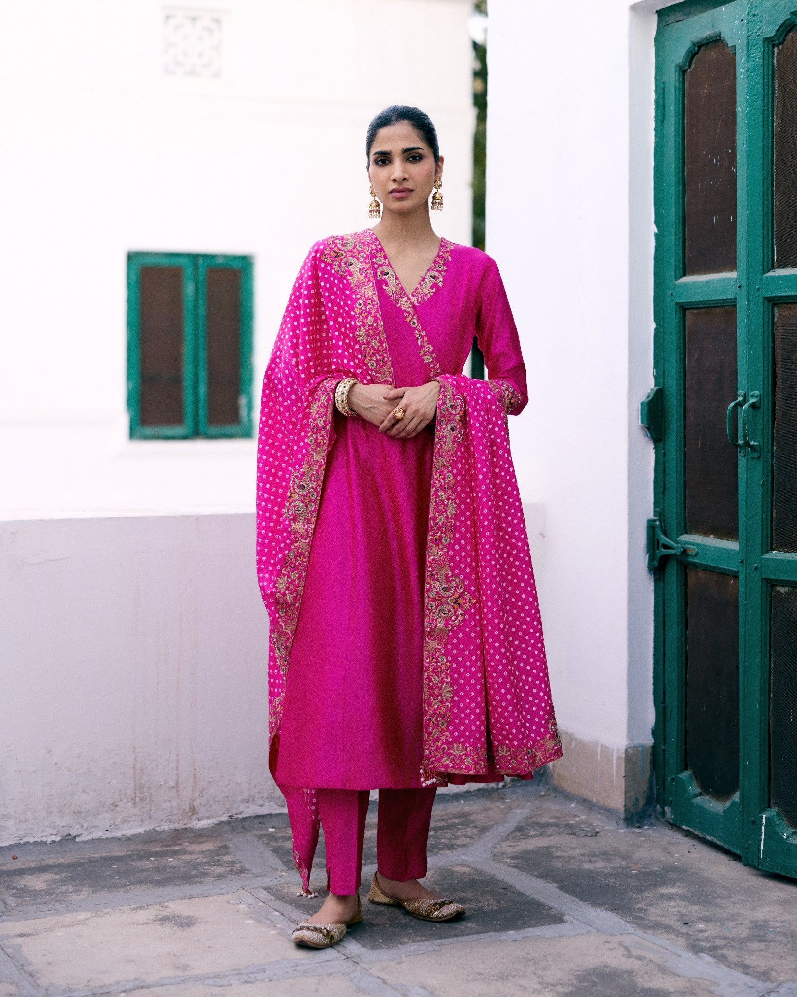 Peacock Bandhani Angrakha