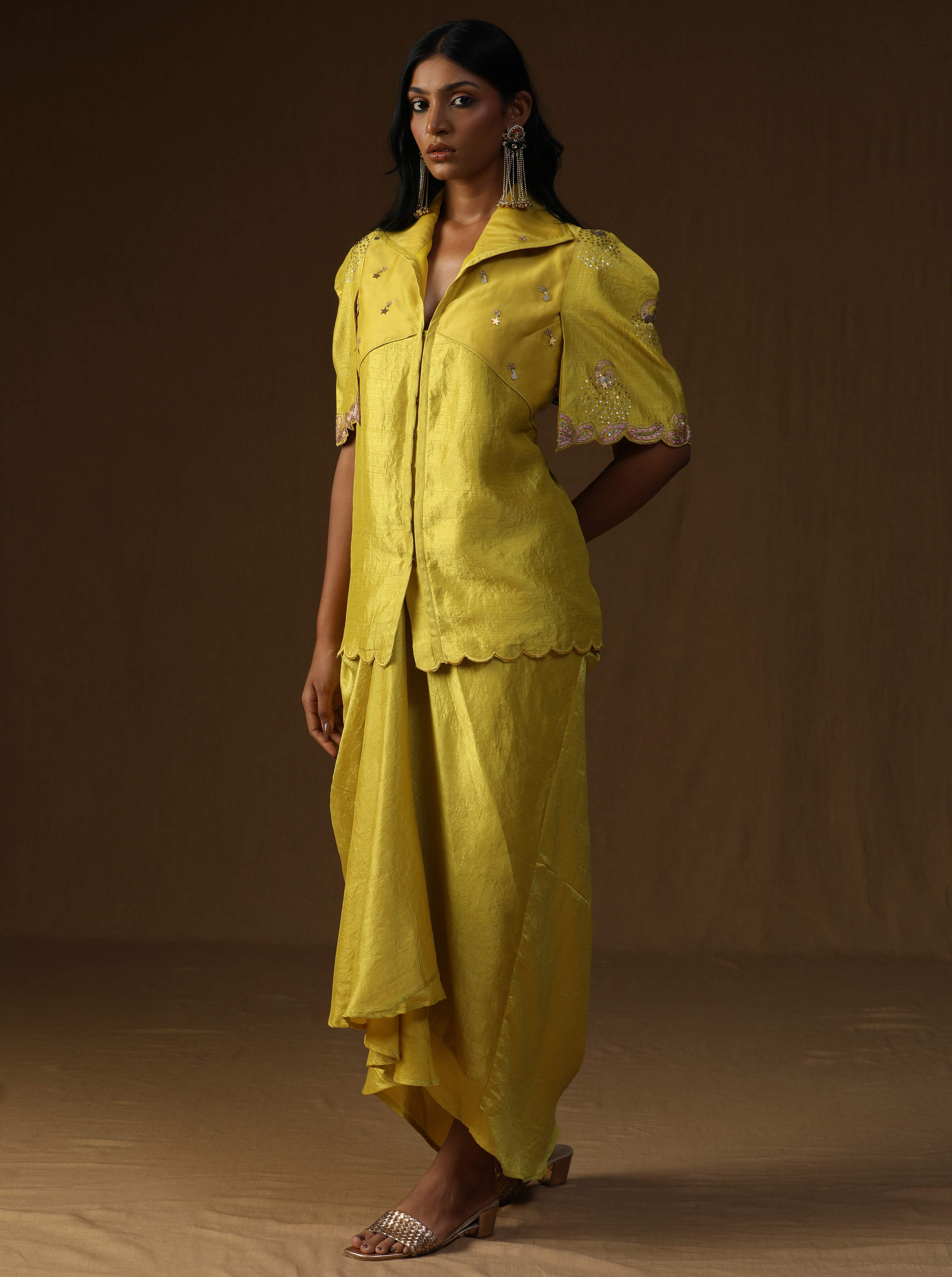 Rangadevi Lime� Draped Skirt Set