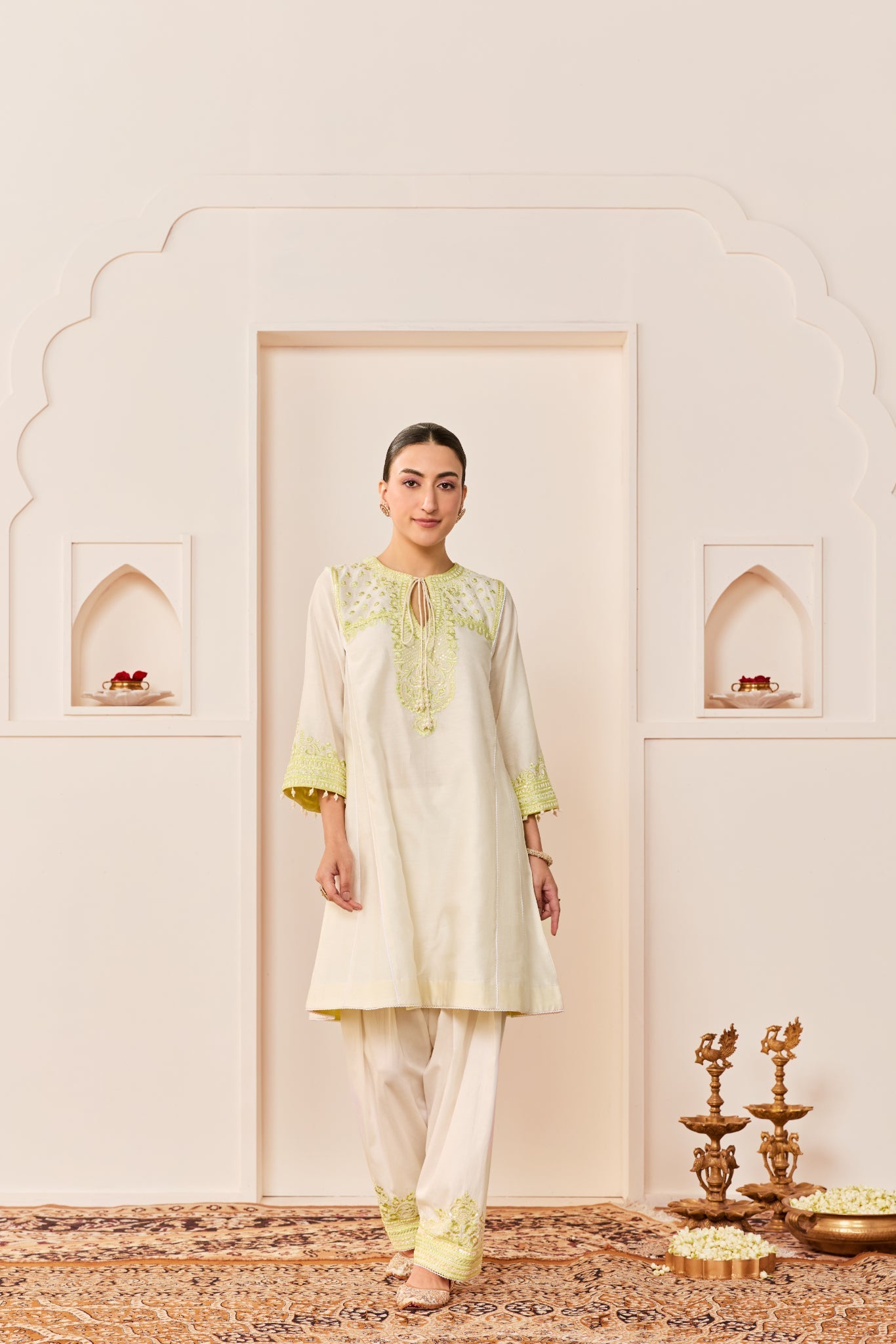 ARSHIYA - DAISY IVORY WITH MINT GREEN CHOGA WITH SALWAR