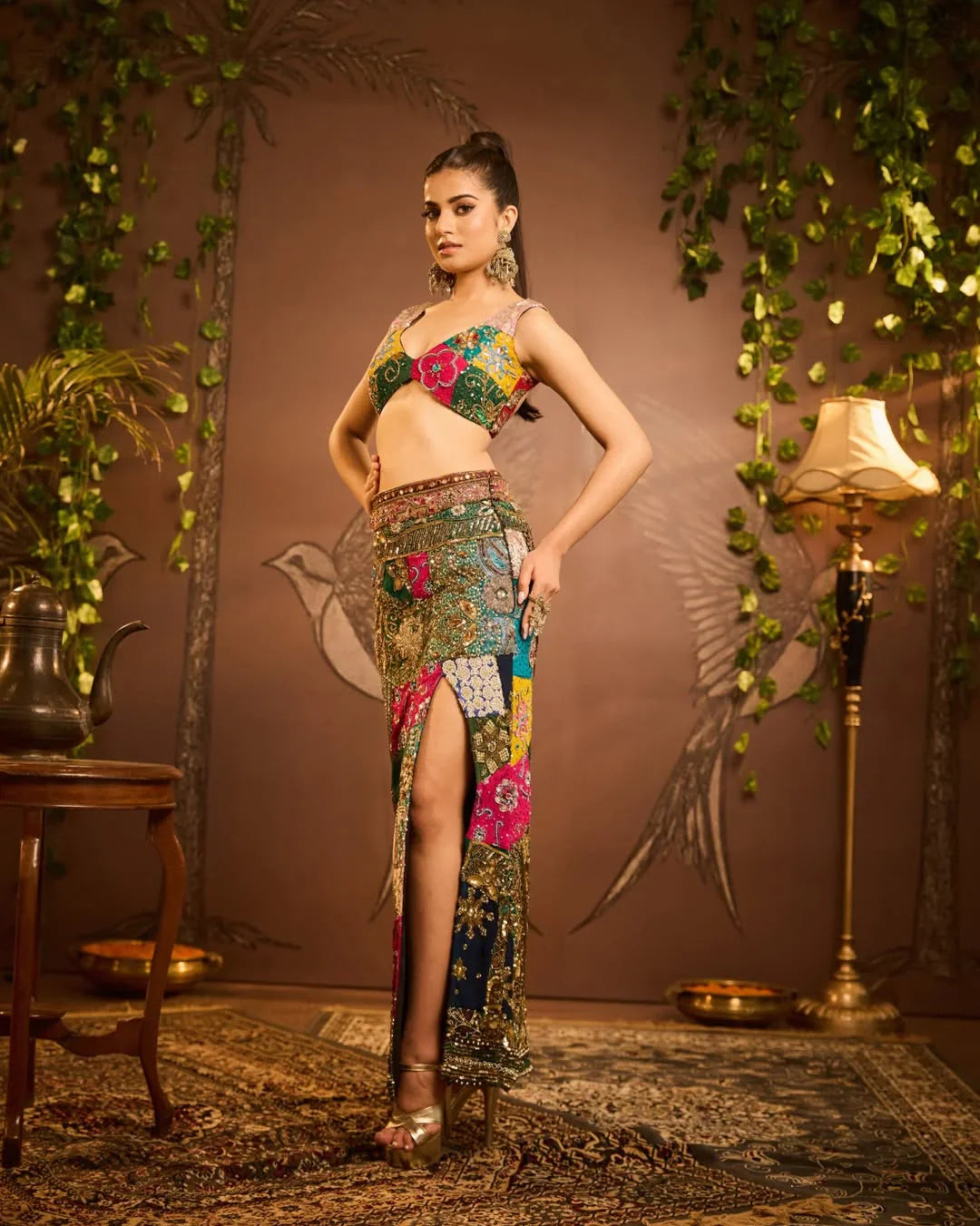 Hand-Embroidered Collected Soil Co-ord Set | Luxury Indo-Western Wear