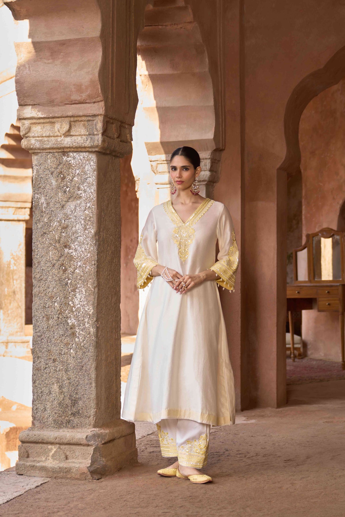 Daisy Ivory Silk Chanderi Festive kaftan Salwar Suit Set