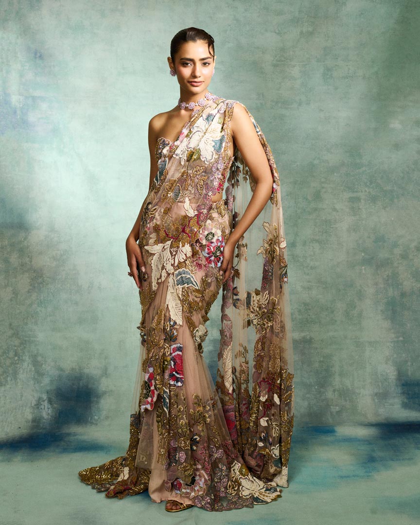 ETHEREAL BLUSH DRAPE SAREE