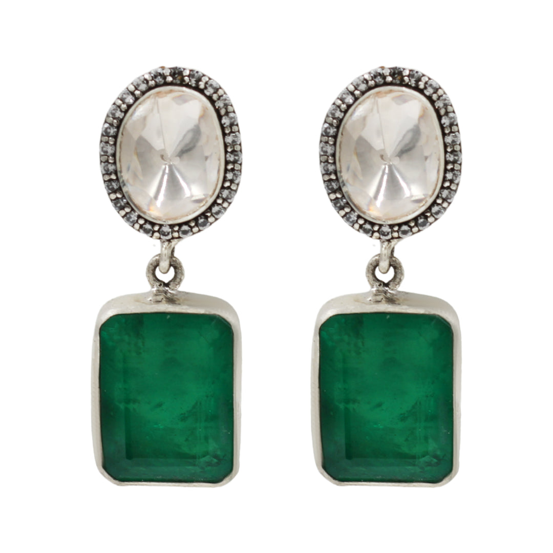 Sangeeta Boochra Elegant Green Stone Drop Earrings