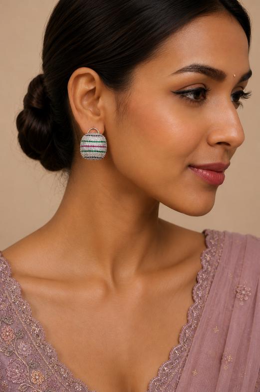 Diamond Look Multicolor Stone Stud earring