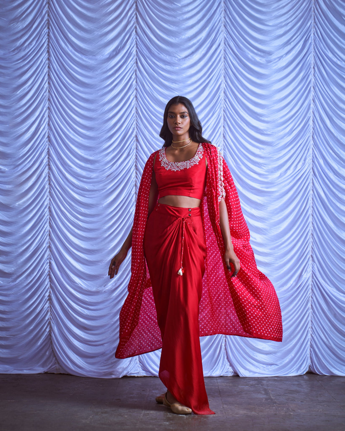 Three piece cape skirt set