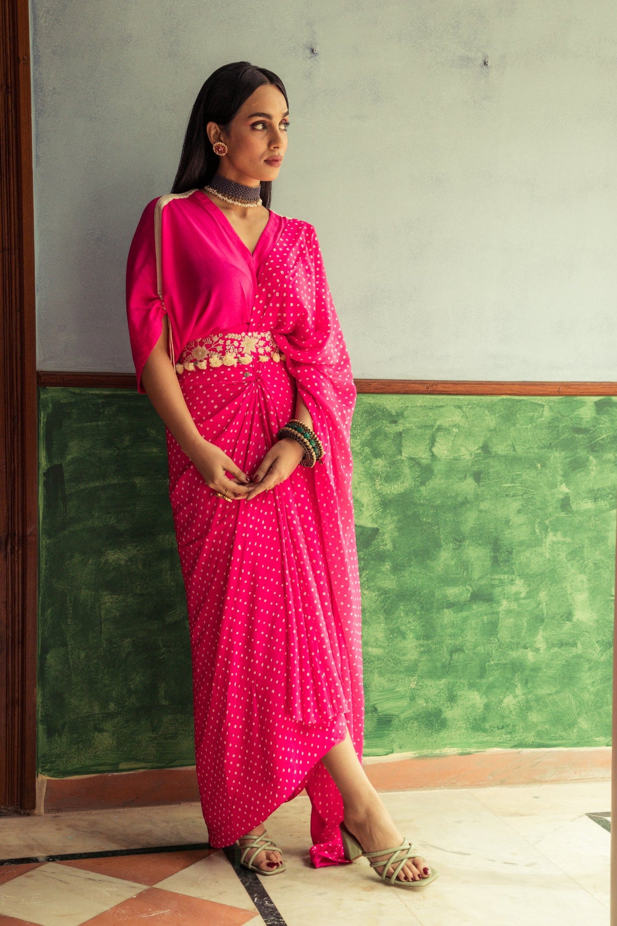 Bandhni drape saree