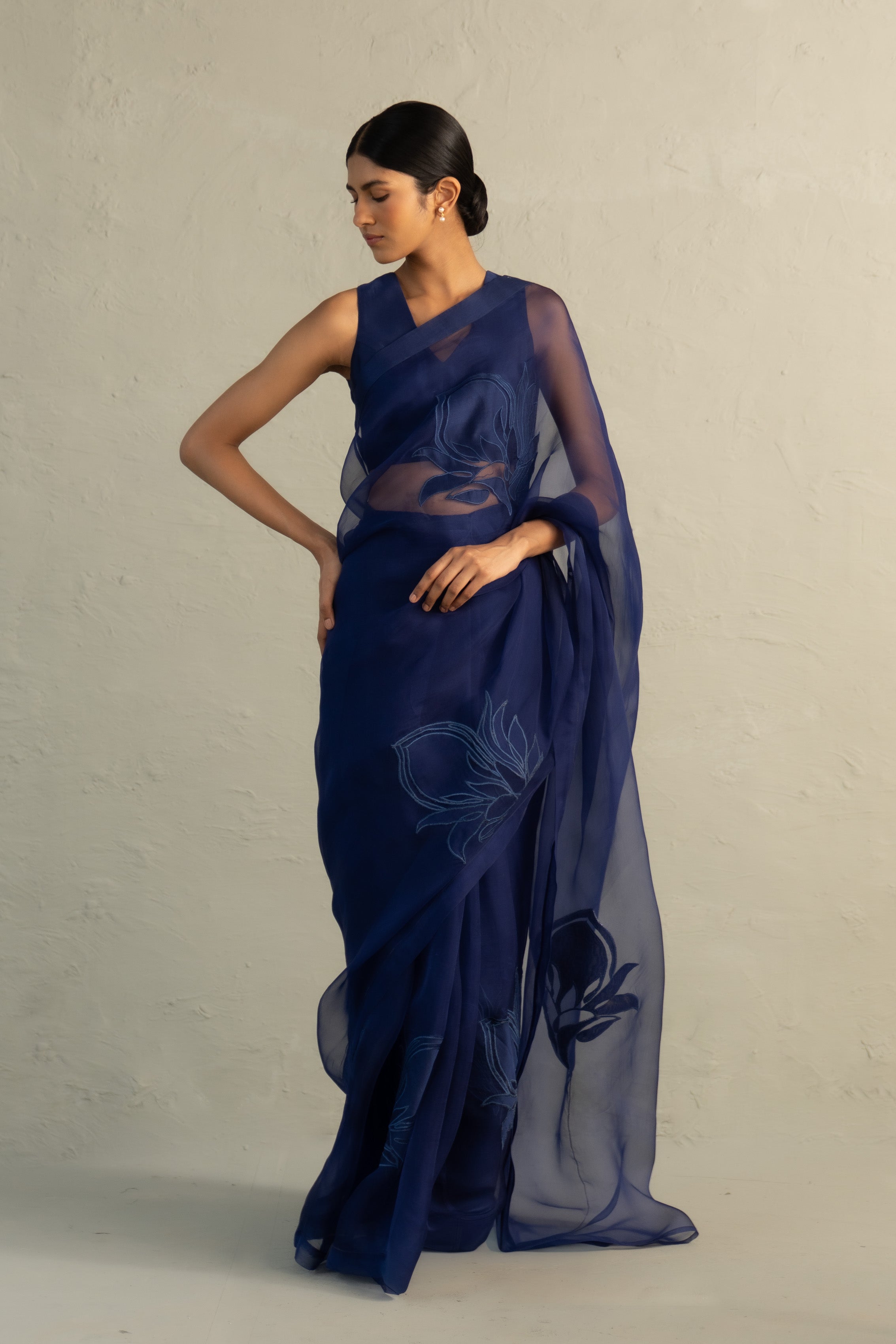 Blue Edit Organza Appliqu� Saree
