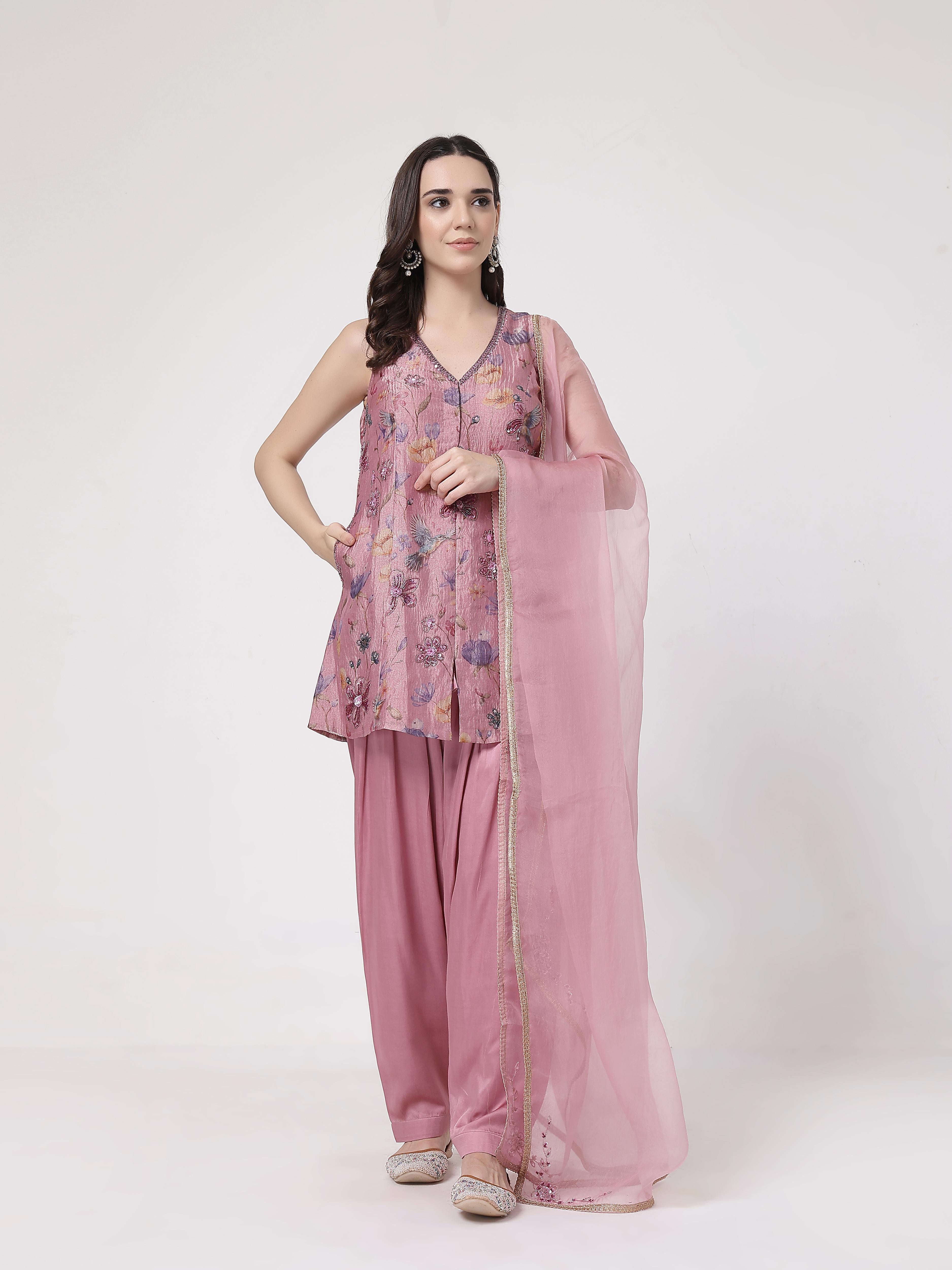 Mauve Crushed Salwar Set