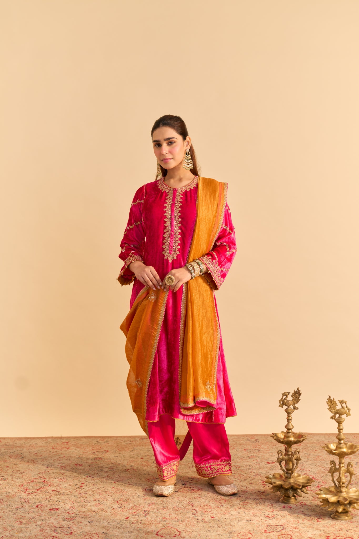Azmiya - Hotpink Chauga with Salwar and Dupatta