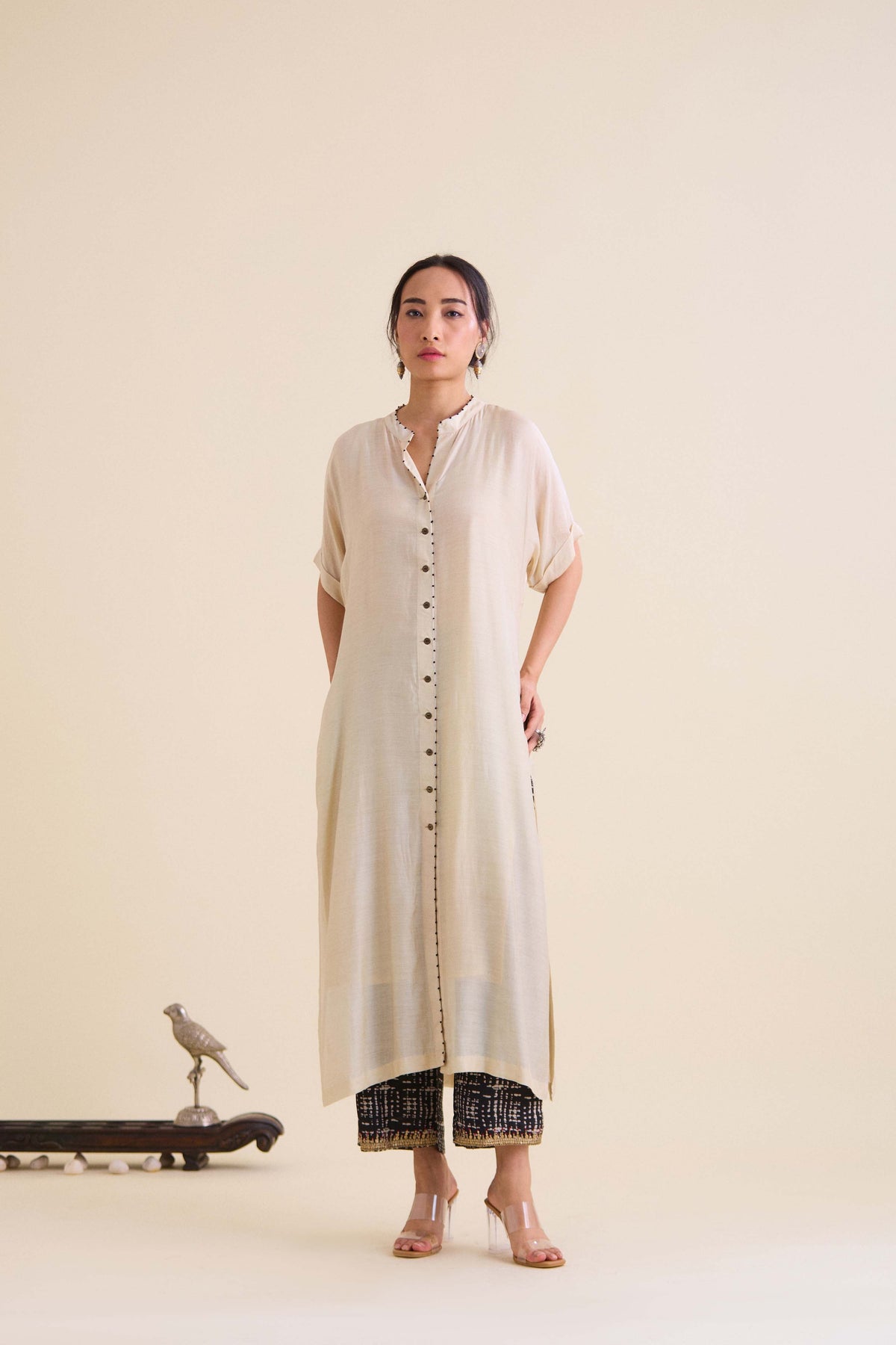 Ecru oversized kurta set