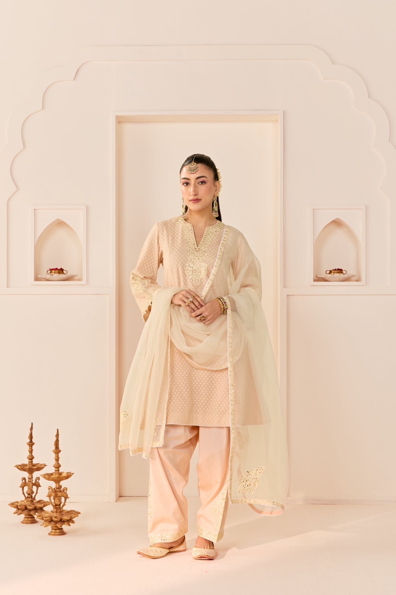 REEM - CARNATION PINK SHORT CHOGA WITH DOGRI SALWAR AND DUPATTA