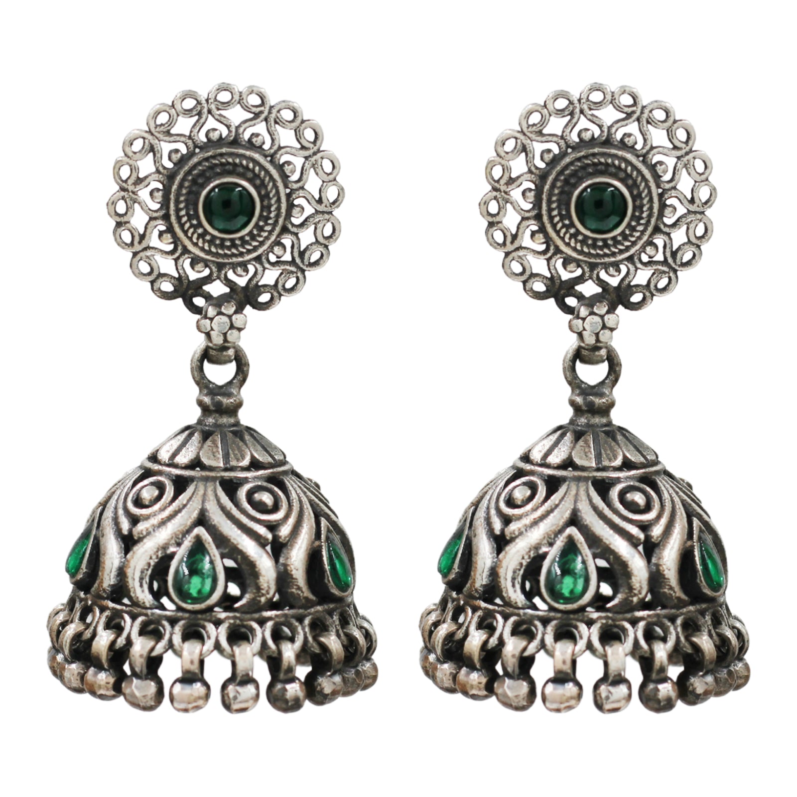Sangeeta Boochra Tribal Inspired Oxidised Silver Jhumka Earrings