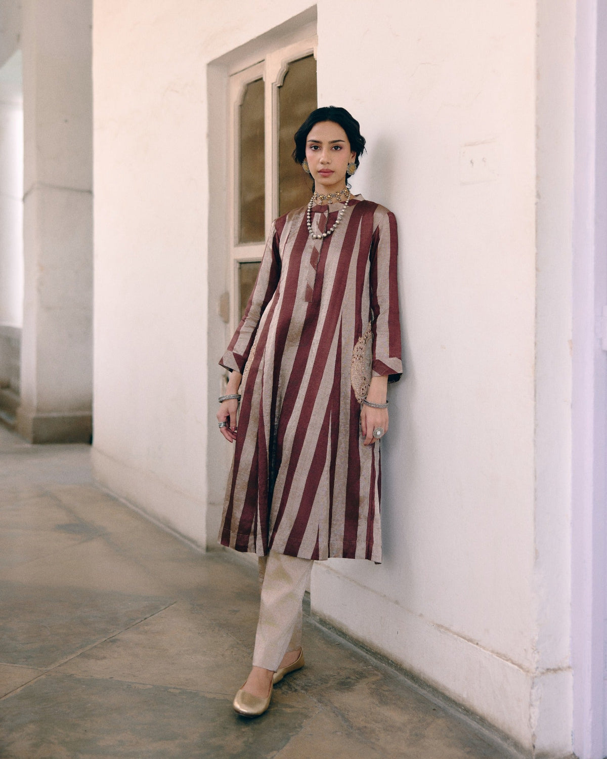 Paisley Pocket Striped Kurta Set