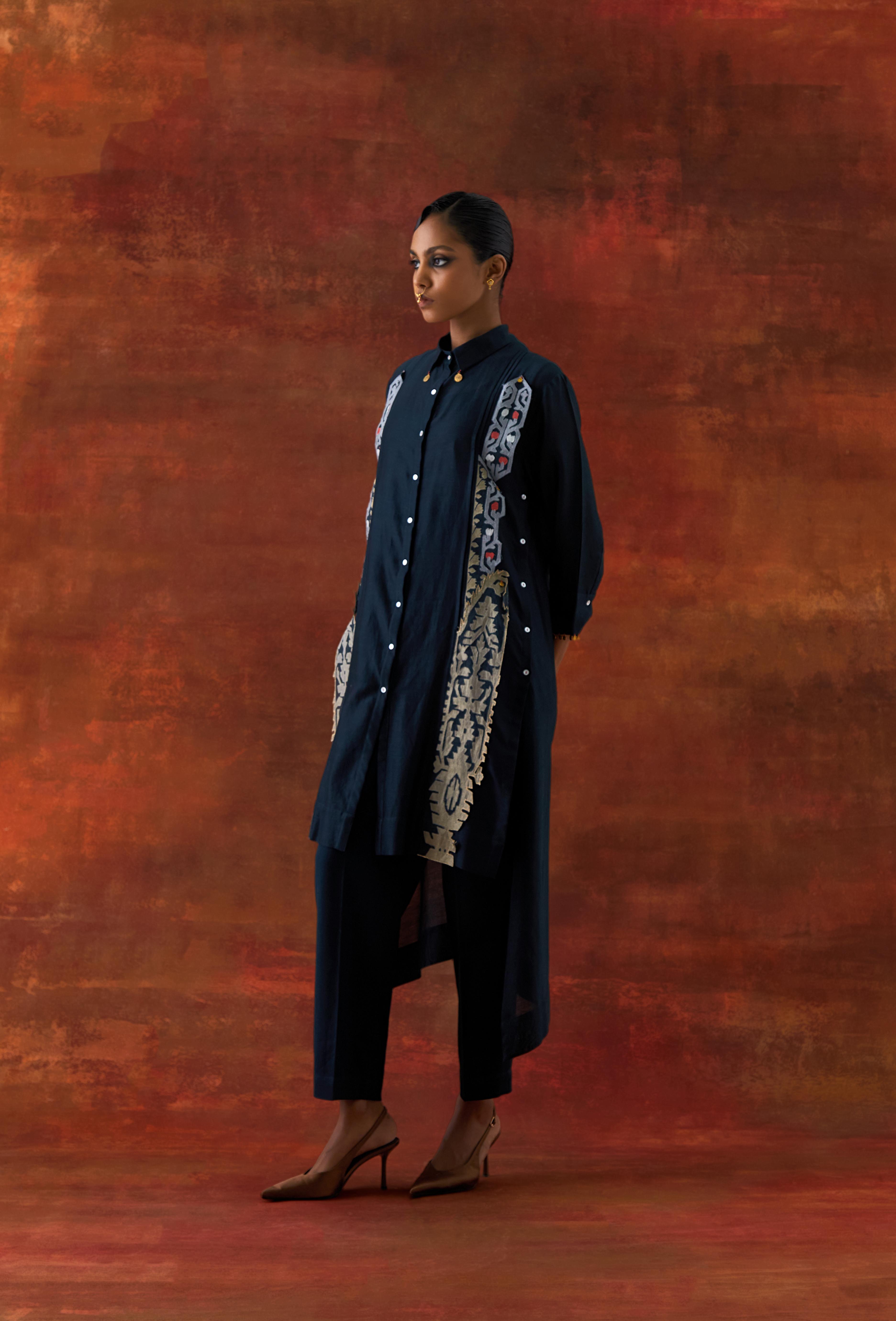 PLEATED SHIRT WITH PANTS - image 1